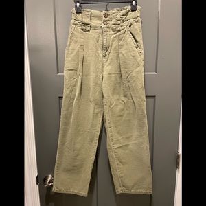 Free people 2 cinched waist olive pants paper bag